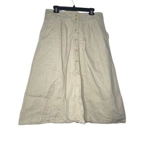 Basic Editions A-Line Button Down Cargo Skirt (Size: XL, Color: Khaki)